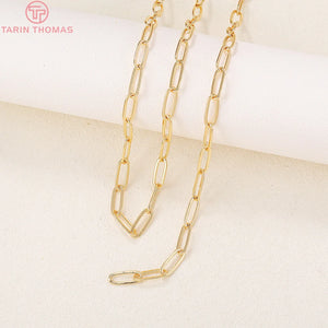 1 Meter 24K Plated Brass Necklace Chains 4.7MM 1.1MM DIY Jewelry Findings