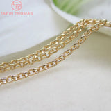 2MM 2.5MM 3MM 24K Champagne Plated Brass Round Link Chains Necklace Chains