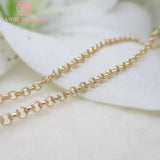 2MM 2.5MM 3MM 24K Champagne Plated Brass Round Link Chains Necklace Chains