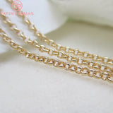 2MM 2.5MM 3MM 24K Champagne Plated Brass Round Link Chains Necklace Chains