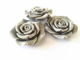 Grey Flower Beads 50pcs/lot Resin Rose with Back Hole