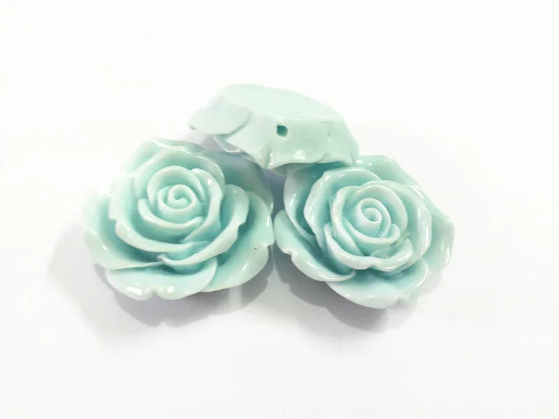 42MM Mint Resin Flower Beads - Pack of 50 with Back Hole