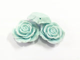 42MM Mint Resin Flower Beads - Pack of 50 with Back Hole