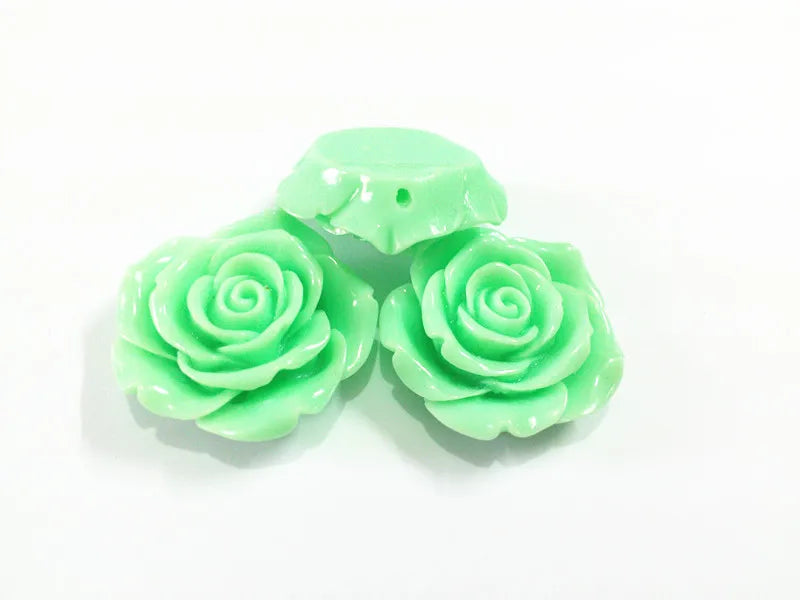 42MM Mint Green Resin Flower Beads 50pcs/lot With Back Hole