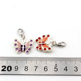 42Pcs Enamel Rhinestone Butterfly Charms for DIY Jewelry Making