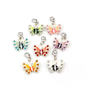 42Pcs Enamel Rhinestone Butterfly Charms for DIY Jewelry Making