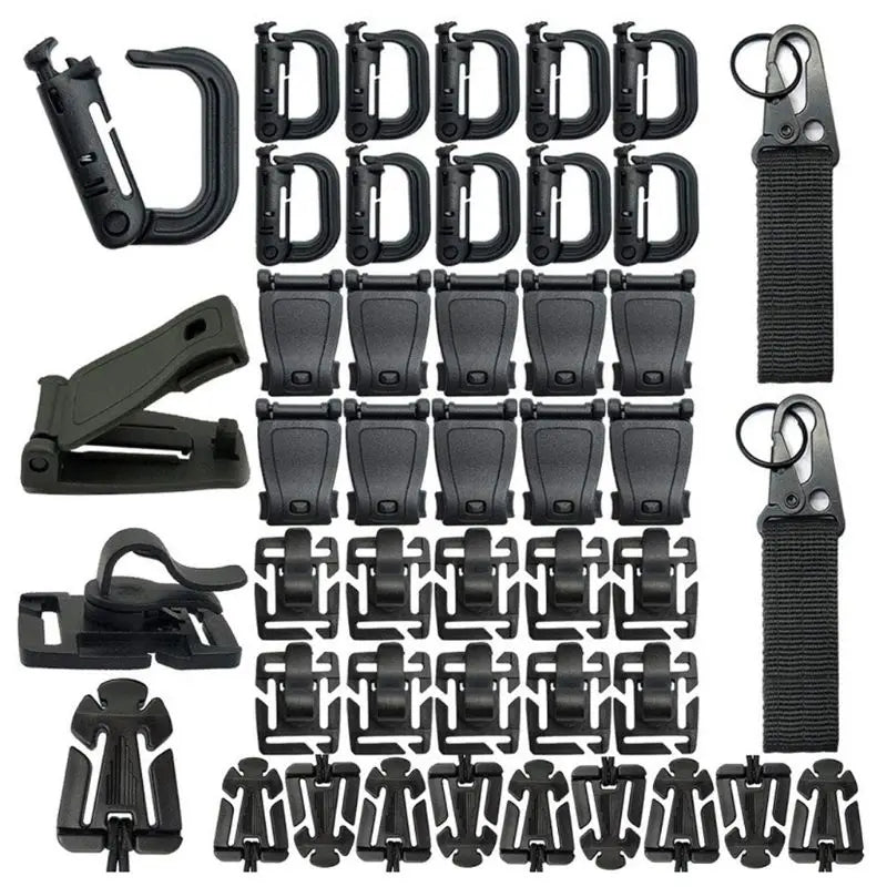 42Pcs Nylon Straps Quick Release Buckle Molle Clips Utility Straps