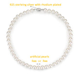 925 Sterling Silver Faux Pearl Beaded Short Chocker Necklace