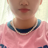 925 Sterling Silver Faux Pearl Beaded Short Chocker Necklace