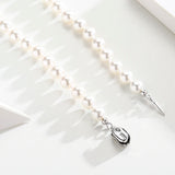925 Sterling Silver Faux Pearl Beaded Chocker Necklace Women Men Jewelry