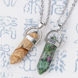 42cm Male Necklace Crystal Pendant Stainless Steel String Jewelry