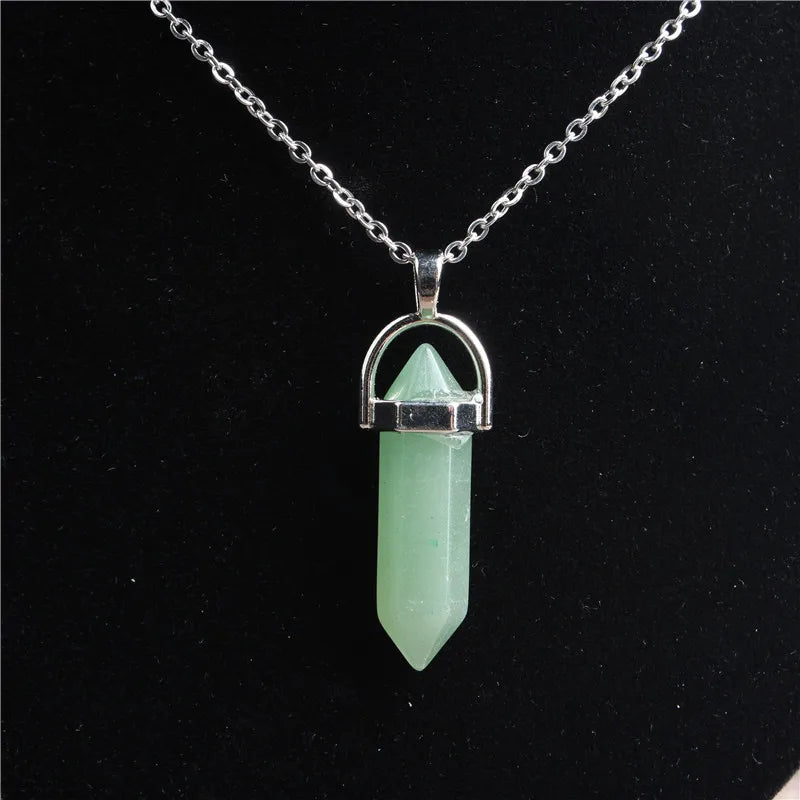 42cm Male Necklace Crystal Pendant Stainless Steel String Jewelry