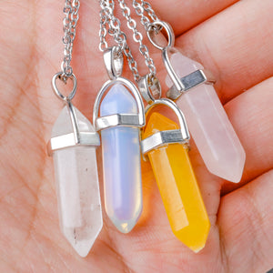 42cm Male Necklace Crystal Pendant Stainless Steel String Jewelry