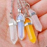 42cm Male Necklace Crystal Pendant Stainless Steel String Jewelry