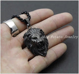 Men's Stainless Steel Lion Pendant Necklace with Chain