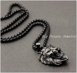 Men's Stainless Steel Lion Pendant Necklace with Chain