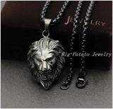 Men's Stainless Steel Lion Pendant Necklace with Chain