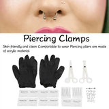 42pc Stainless Steel Body Piercing Kit Needles Clamps Ears Navel