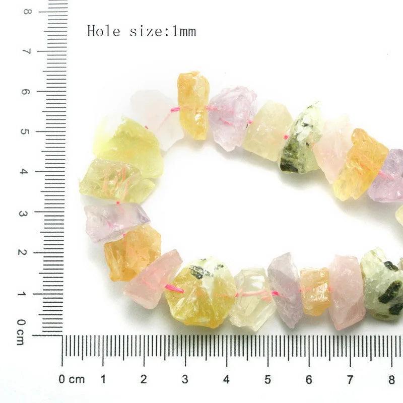 42pcs Smoky Rose Quartz Crystal Beads Rough Punched Natural Stone