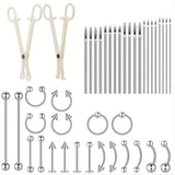 42pcs Stainless Steel Ear Nose Ring Hoop Jewelry Set for Body Piercing
