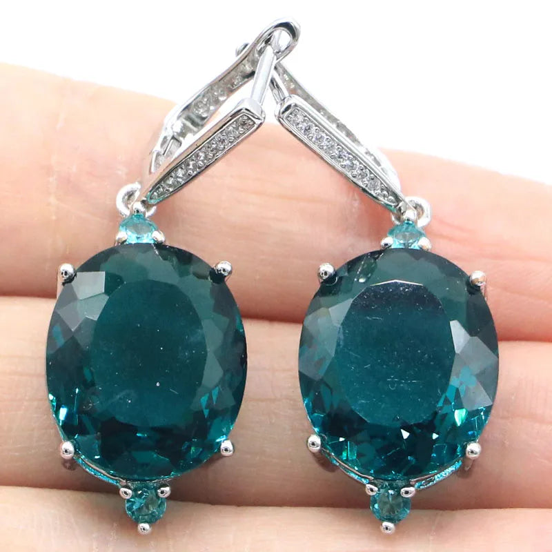 Stunning Aquamarine Rhodolite Garnet Wedding Earrings