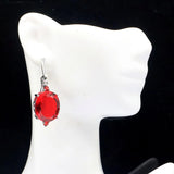 Eye-Catching Red Blood Ruby Violet Tanzanite Women Wedding 925 Silver Earrings