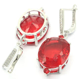 Eye-Catching Red Blood Ruby Violet Tanzanite Women Wedding 925 Silver Earrings