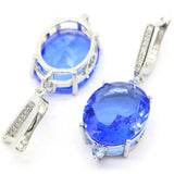Eye-Catching Red Blood Ruby Violet Tanzanite Women Wedding 925 Silver Earrings