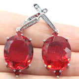 Eye-Catching Red Blood Ruby Violet Tanzanite Women Wedding 925 Silver Earrings