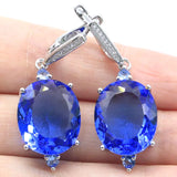 Eye-Catching Red Blood Ruby Violet Tanzanite Women Wedding 925 Silver Earrings