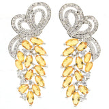 Golden Citrine Butterfly Silver Earrings for Bride Wedding