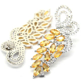 Golden Citrine Butterfly Silver Earrings for Bride Wedding