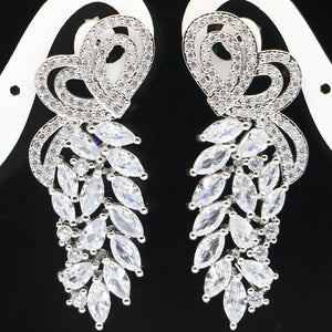 Golden Citrine Butterfly Silver Earrings for Bride Wedding
