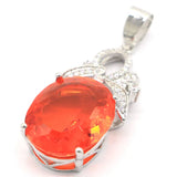 Orange Spessartine Garnet Pink Kunzite CZ 925 Silver Pendant