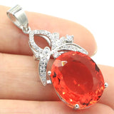 Orange Spessartine Garnet Pink Kunzite CZ 925 Silver Pendant