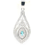 Golden Citrine Aquamarine CZ Silver Pendant