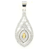 Golden Citrine Aquamarine CZ Silver Pendant