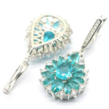 Pink Tourmaline Aquamarine CZ Silver Earrings