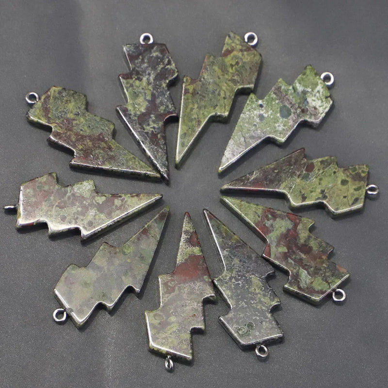 42x20MM Lightning Stone Pendants for Healing Crystals Necklaces 10pcs