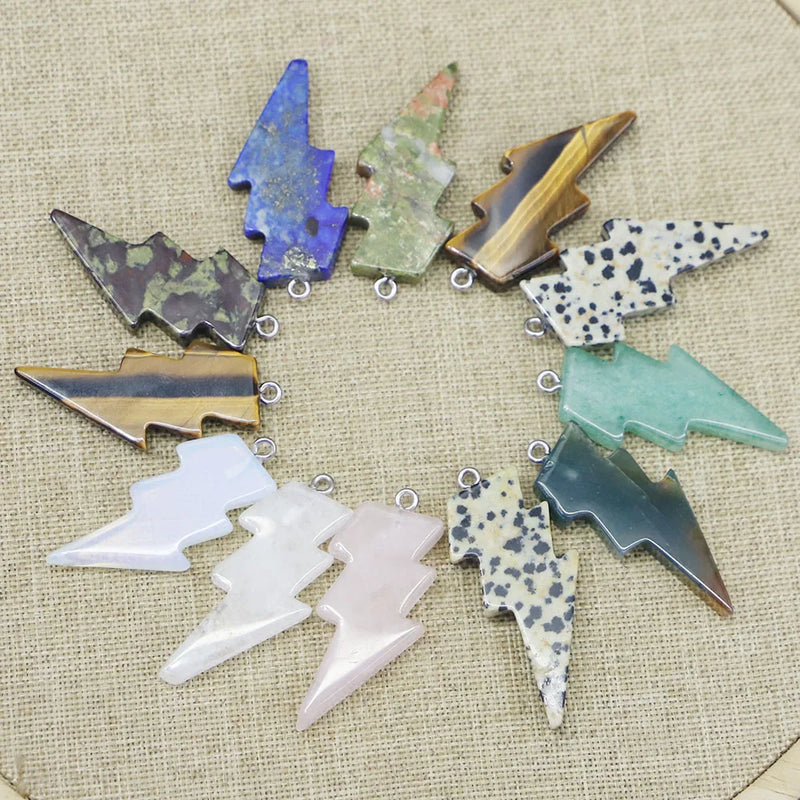 Natural Stone Lightning Pendants Opal Lazurite Lapis Lazuli Charms 10pcs