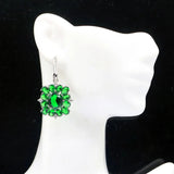 Green Emerald CZ 925 Silver Earrings for Women - Anniversary Gift