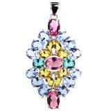 Golden Citrine Tanzanite Tourmaline Sterling Silver Pendant