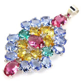 Golden Citrine Tanzanite Tourmaline Sterling Silver Pendant