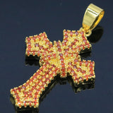 Classic Queen Long Cross Orange Spessartine Garnet Turquoise Tanzanite Pendant