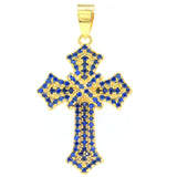 Classic Queen Long Cross Orange Spessartine Garnet Turquoise Tanzanite Pendant