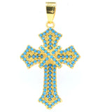 Classic Queen Long Cross Orange Spessartine Garnet Turquoise Tanzanite Pendant