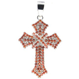 Classic Queen Long Cross Orange Spessartine Garnet Tanzanite Silver Pendant