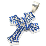 Classic Queen Long Cross Orange Spessartine Garnet Tanzanite Silver Pendant