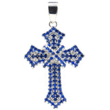 Classic Queen Long Cross Orange Spessartine Garnet Tanzanite Silver Pendant