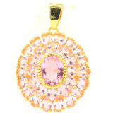 Pink Kunzite CZ 925 Silver Pendant Earrings Set